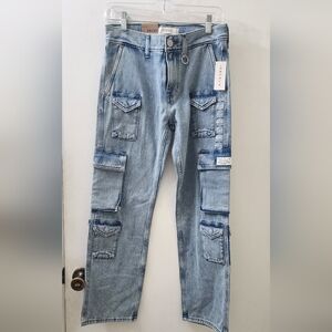 New Pacsun Light Wash Cargo Patch Pocket Jeans, Size‎ 28×30.